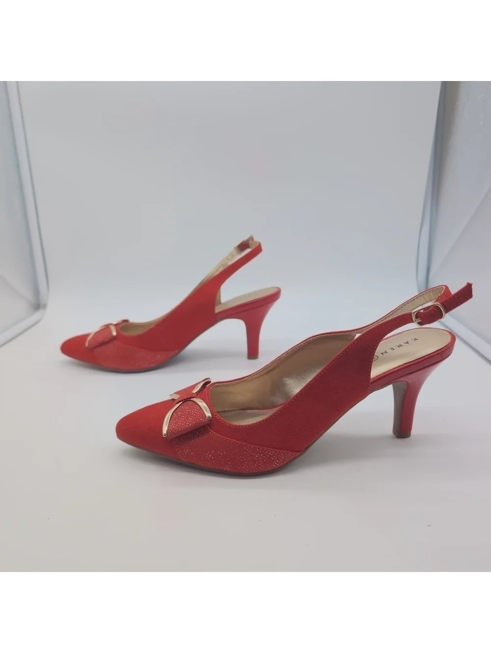 Karen Scott Sz 9.5 Elegant Red Slingback Heels Gladiss